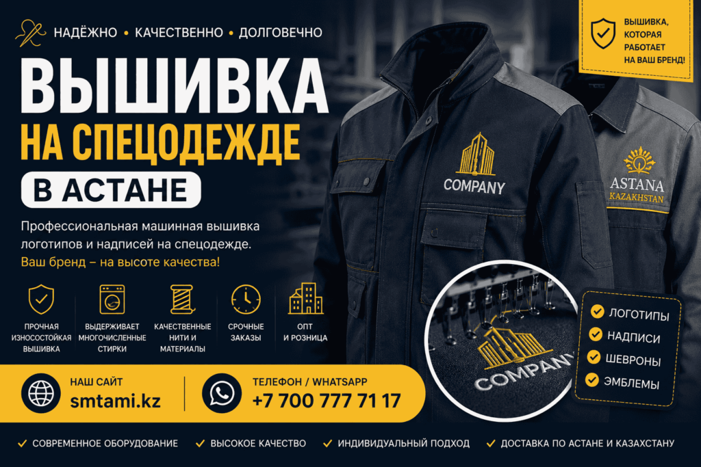 Вышивка на спецодежде Астана